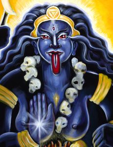 Invoke Hindu Mother Goddess Kali (art by Katherine Skaggs) for the February Full Moon in Virgo Healing Circle