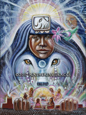 White Dog Mayan Totem Oc