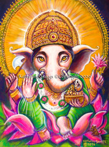 Lord Ganesha to remove obstacles on the soul's path to healing and light. By Katherine Skaggs.