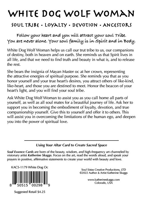 White Dog Wolf Woman Altar Card - Image 2