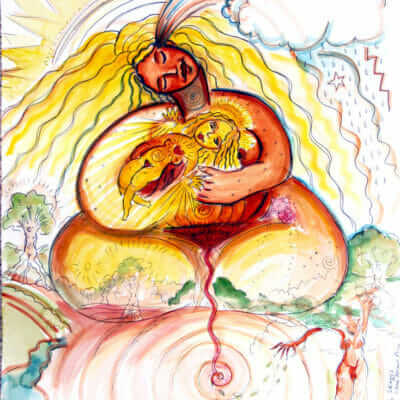 Katherine Skaggs Great Mother Divine Child Watercolor