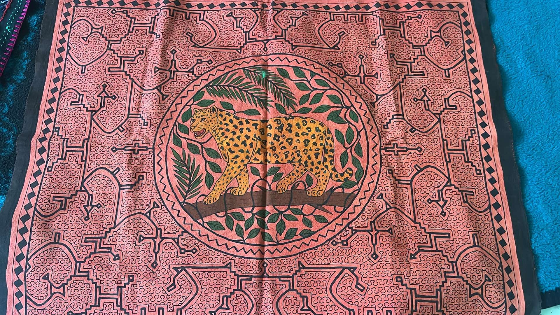 Shipibo Embroidered Song Cloth - Puma Medicine for Protection