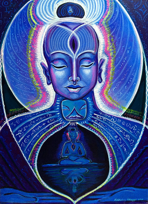 Master Akbal signals a time to go within. A perfect reminder for a Solstice ceremony. Master Akbal painting is by artist Katherine Skaggs and is feathered in the award-winning Masters of Light Wisdom Oracle by artist/author Katherine Skaggs.